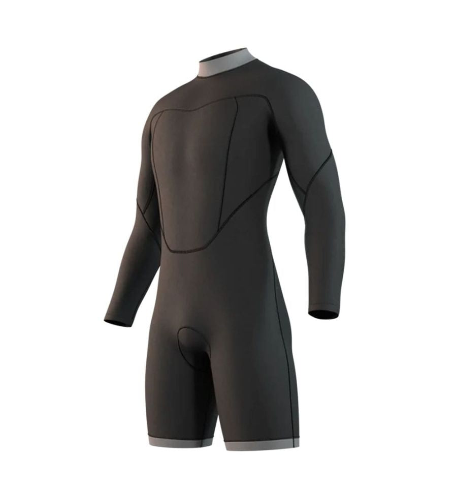 BRAND LONG ARM SHORTY 3/2MM BACK ZIP FLATLOCK WETSUIT
