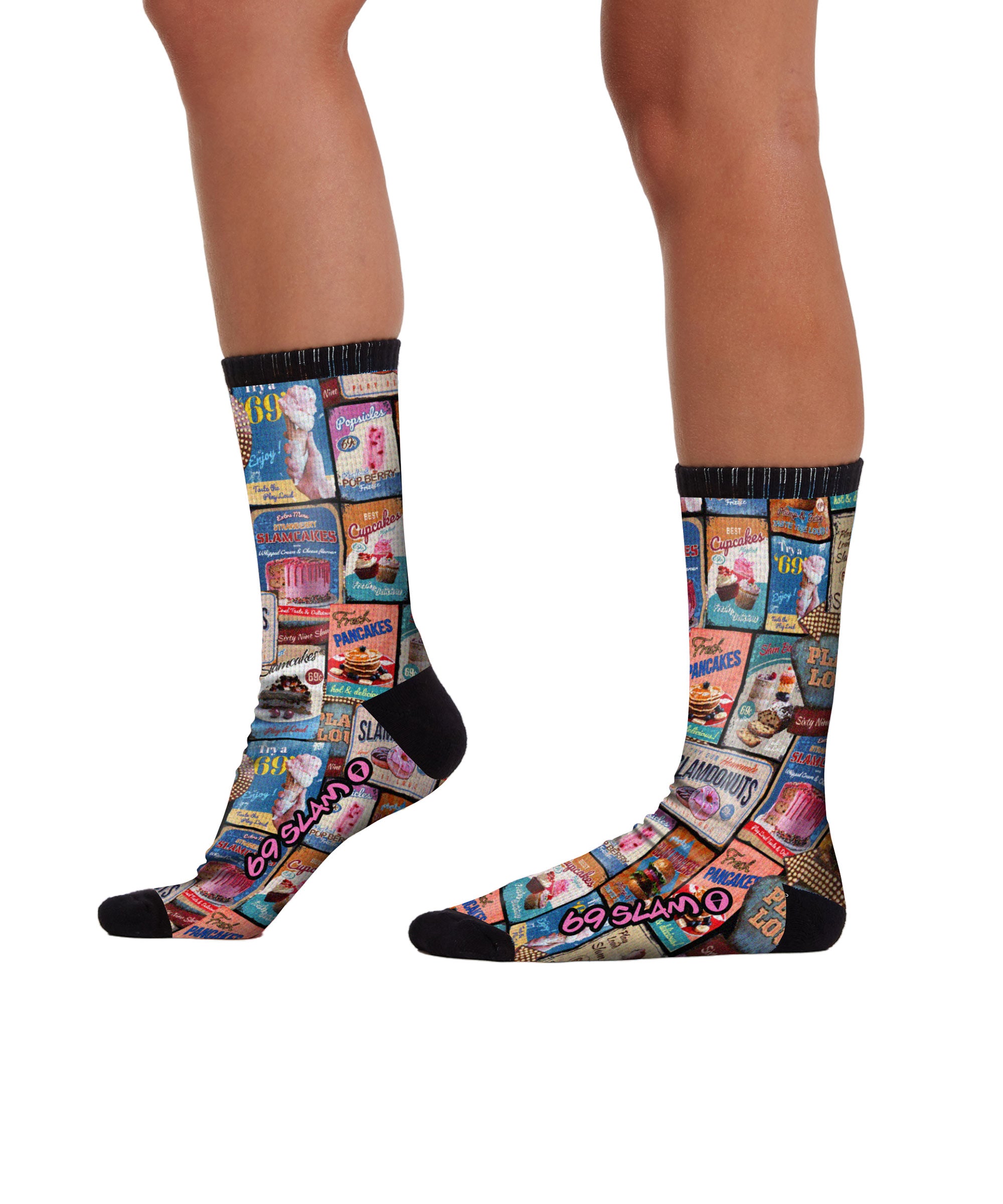 Unisex Vintage Food Sign Phil Printed Socks