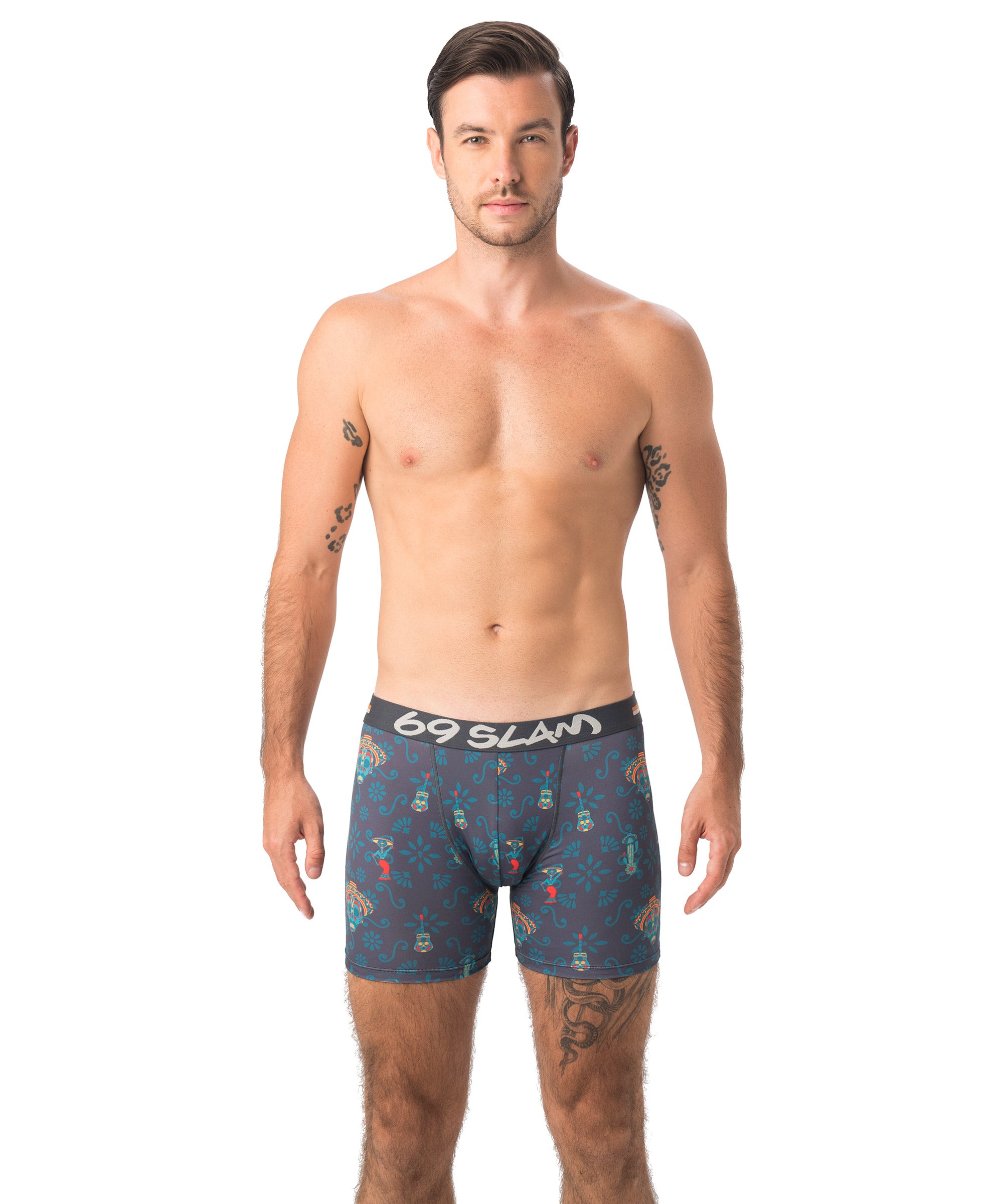 MEN DAY OF THE DEAD POLYESTER FITTED BOXER