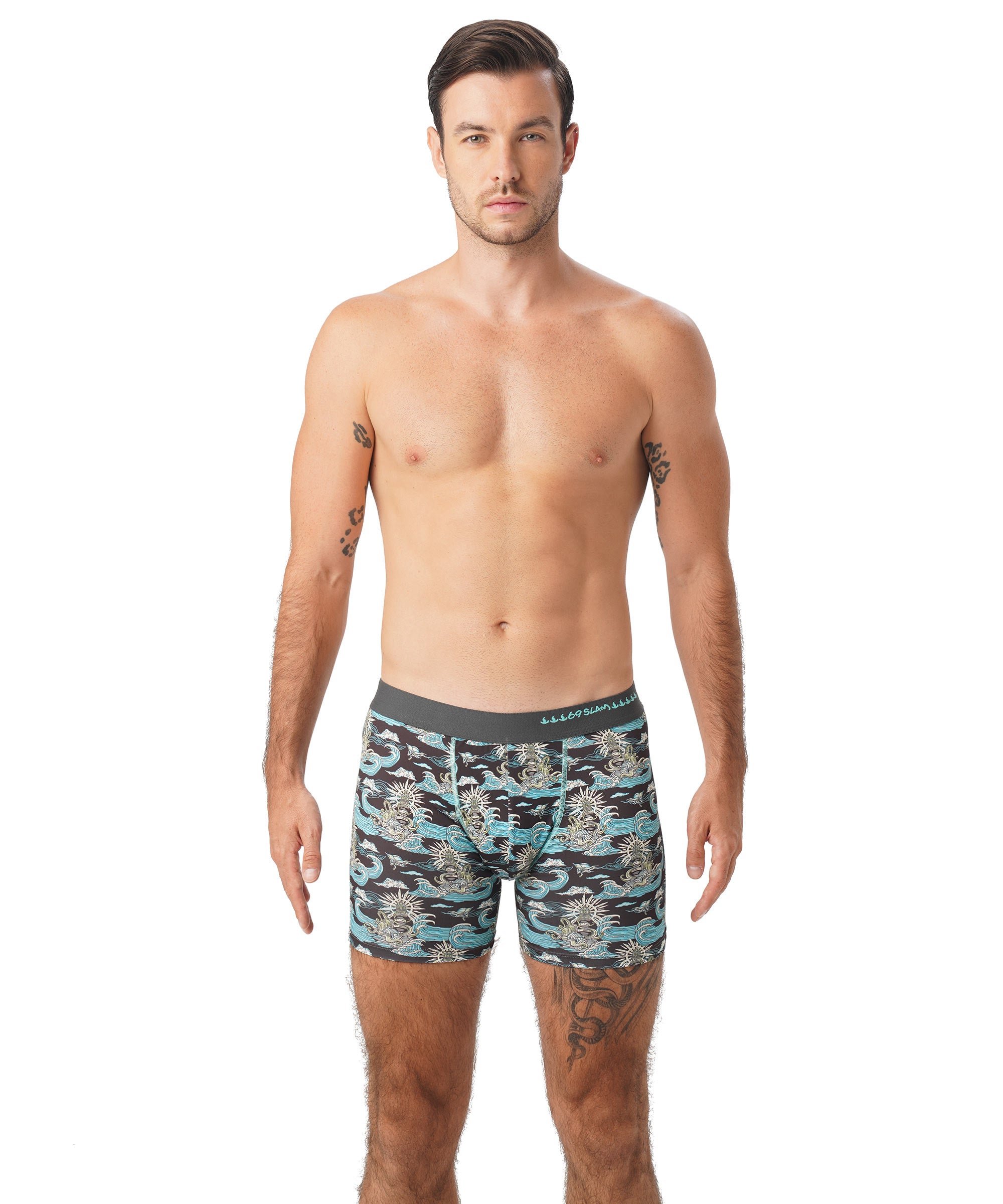 MEN KRAKEN POLYESTER FITTED BOXER