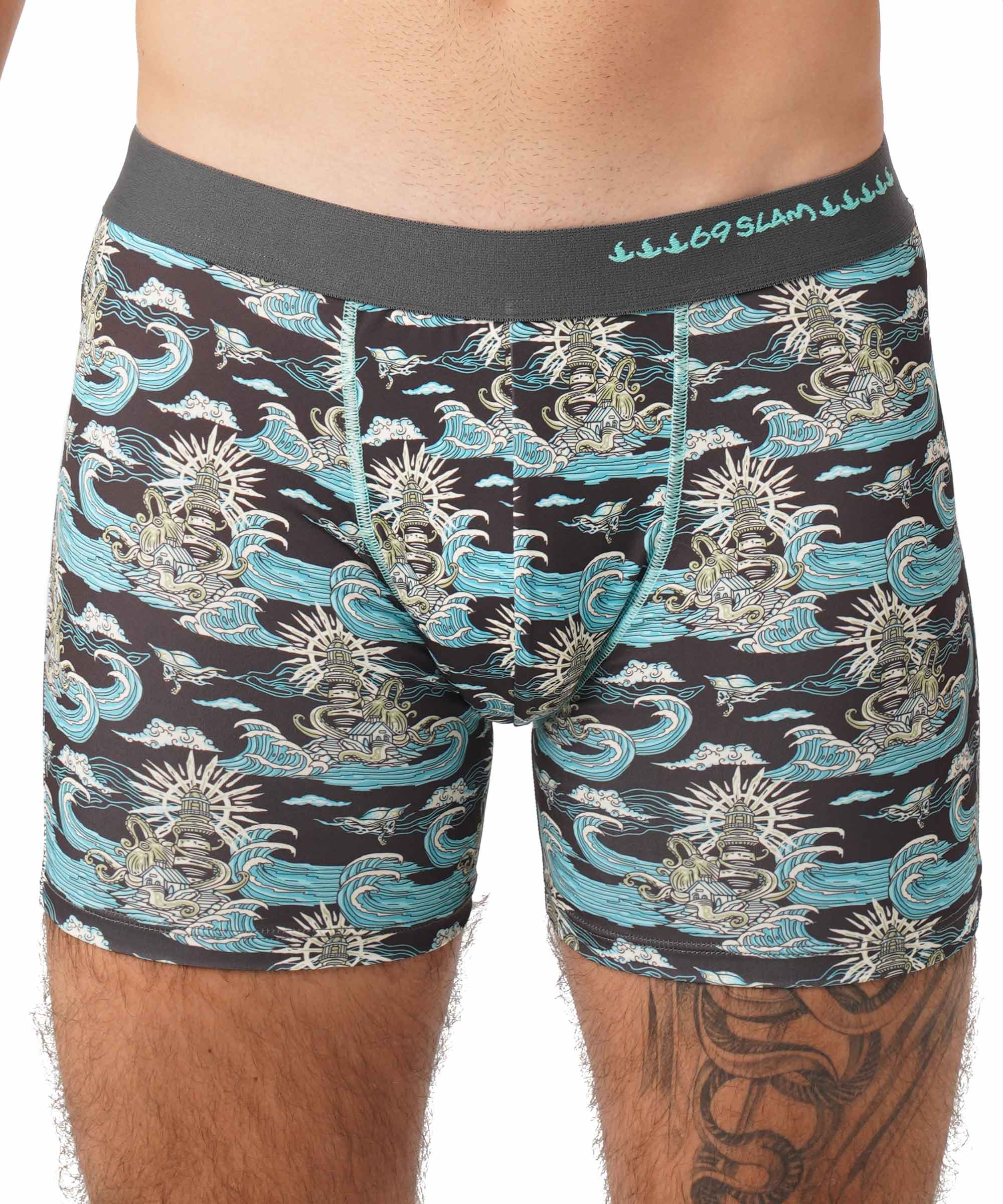 MEN KRAKEN POLYESTER FITTED BOXER