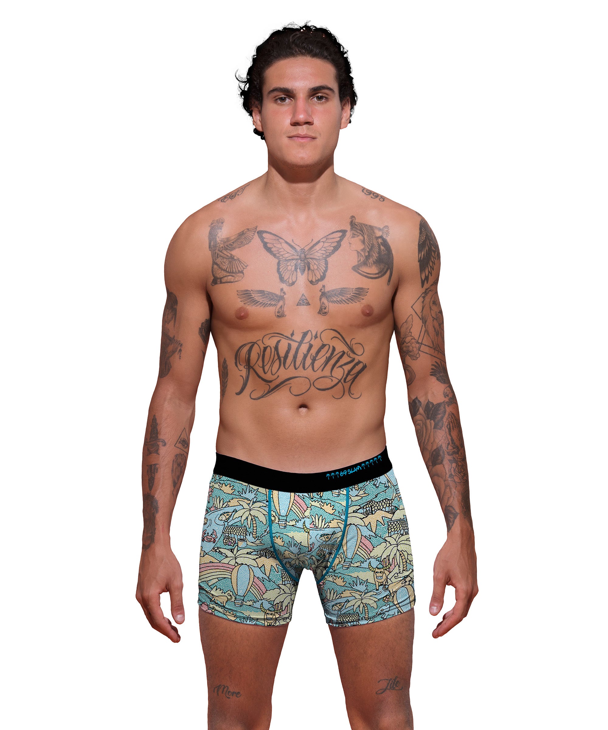 MEN MOZAIK FIELD POLYESTER FITTED BOXER
