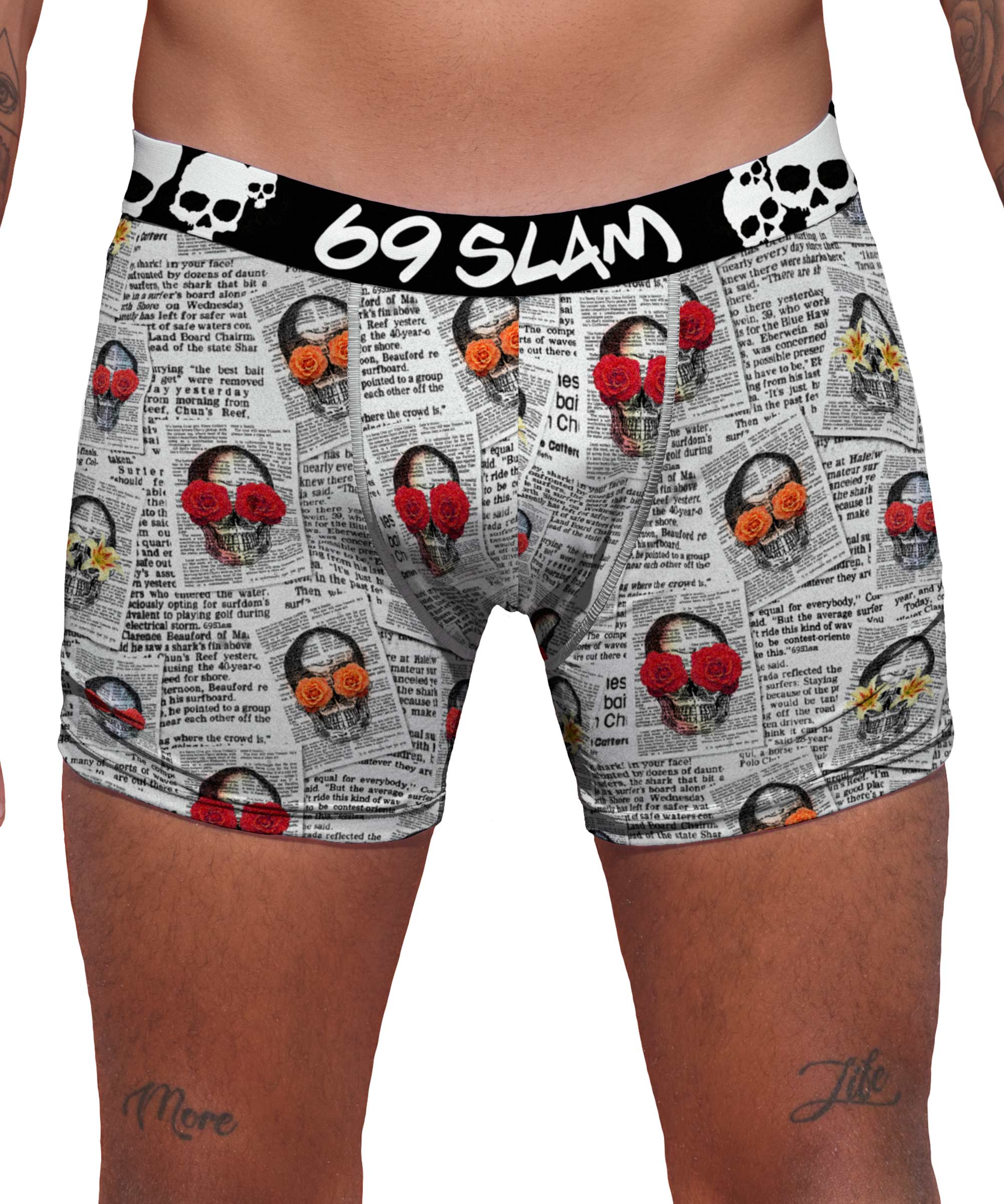 MEN NEWSPAPER POLYESTER FITTED BOXER