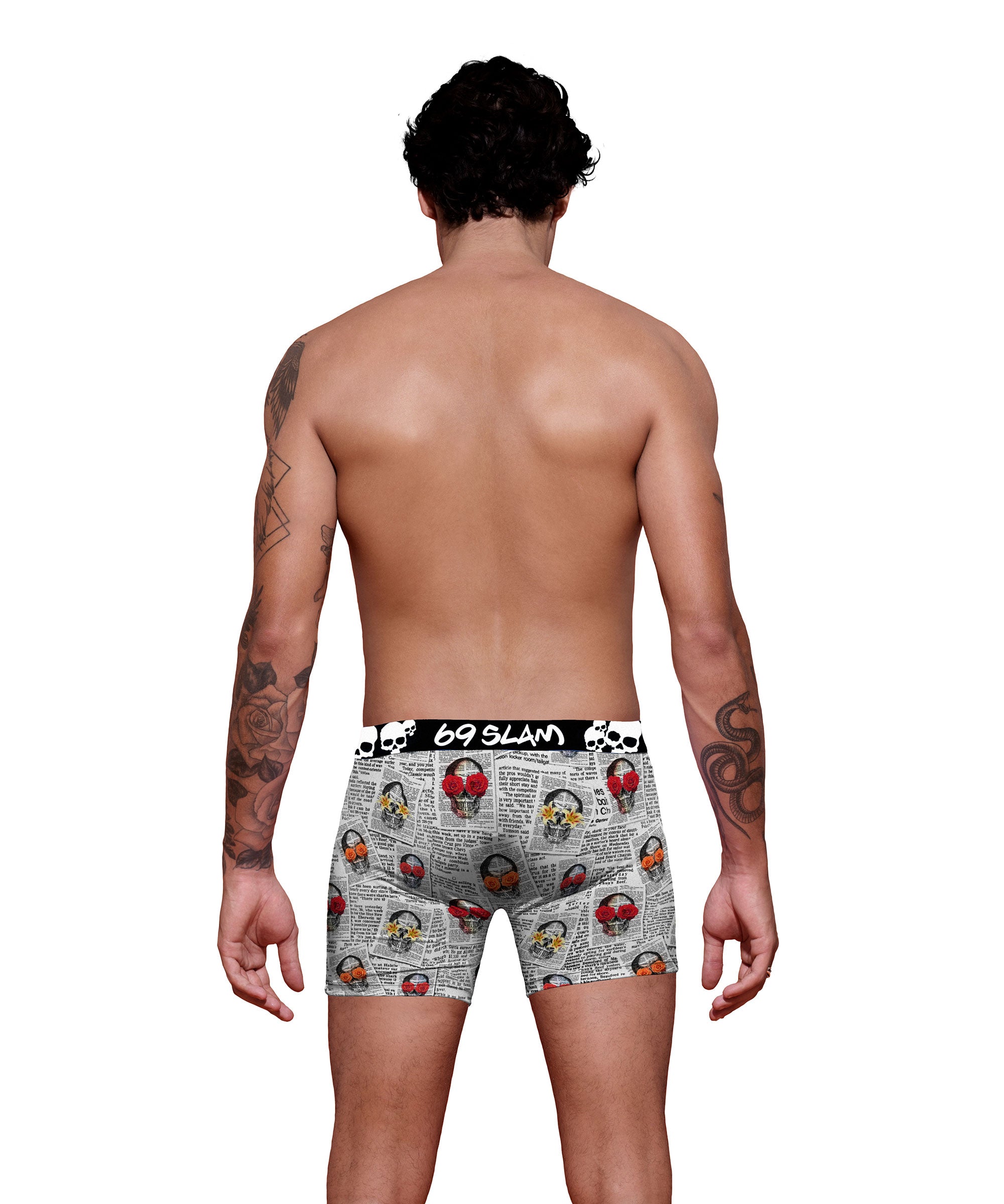 MEN NEWSPAPER POLYESTER FITTED BOXER