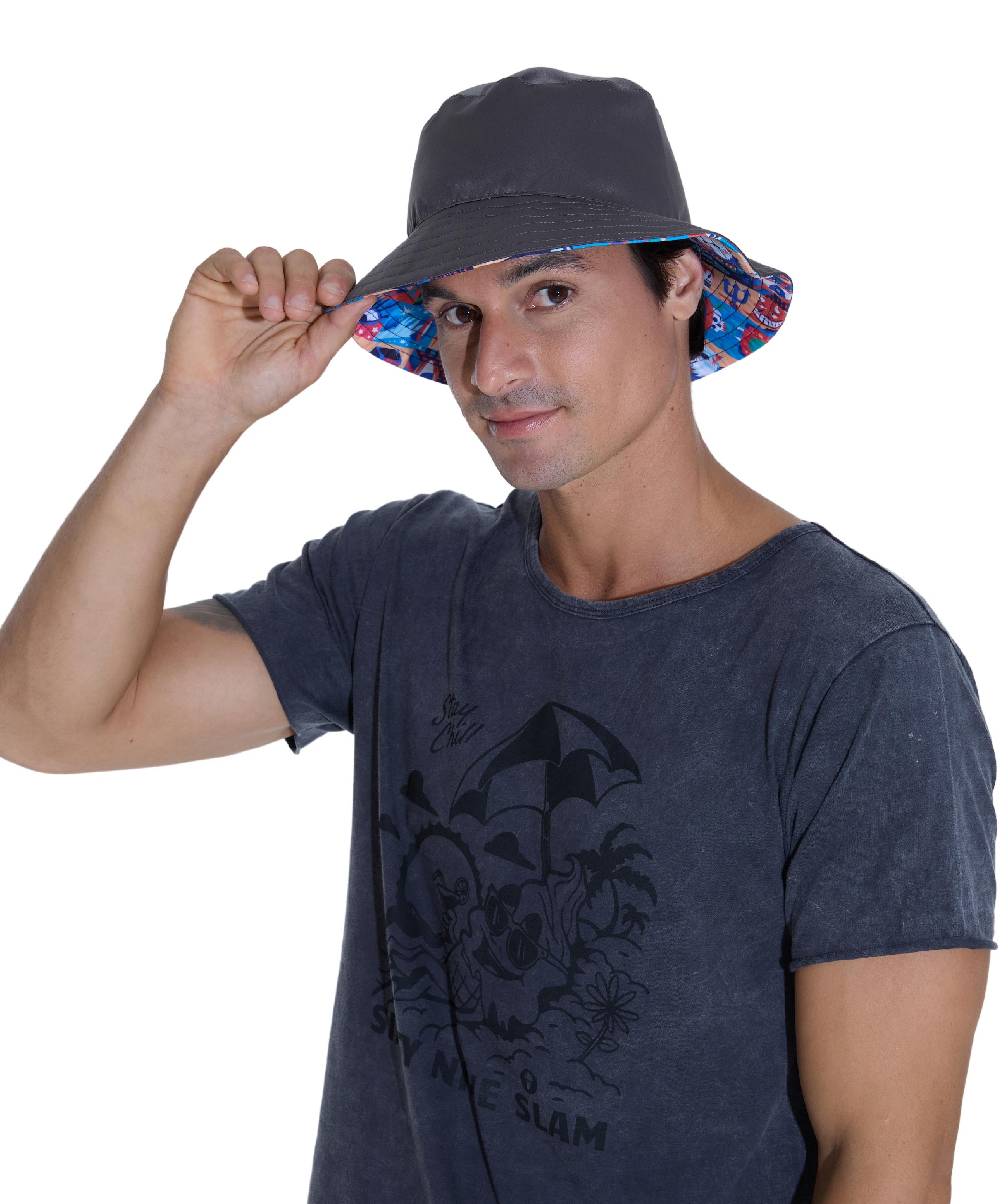 UNISEX WIERD BLOCK BOB REVERSIBLE BUCKET HAT