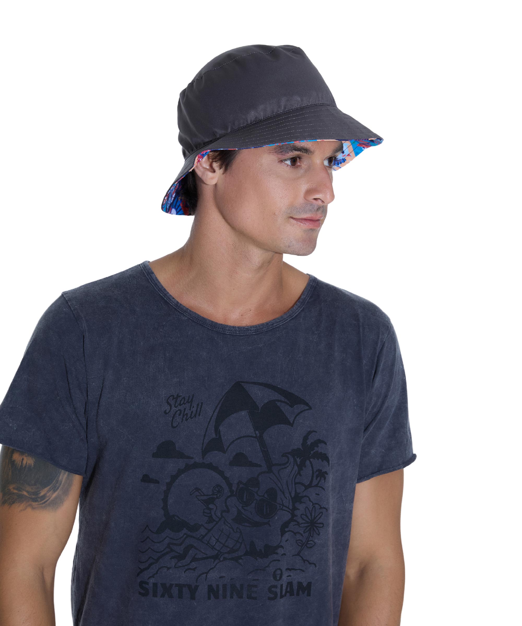 UNISEX WIERD BLOCK BOB REVERSIBLE BUCKET HAT