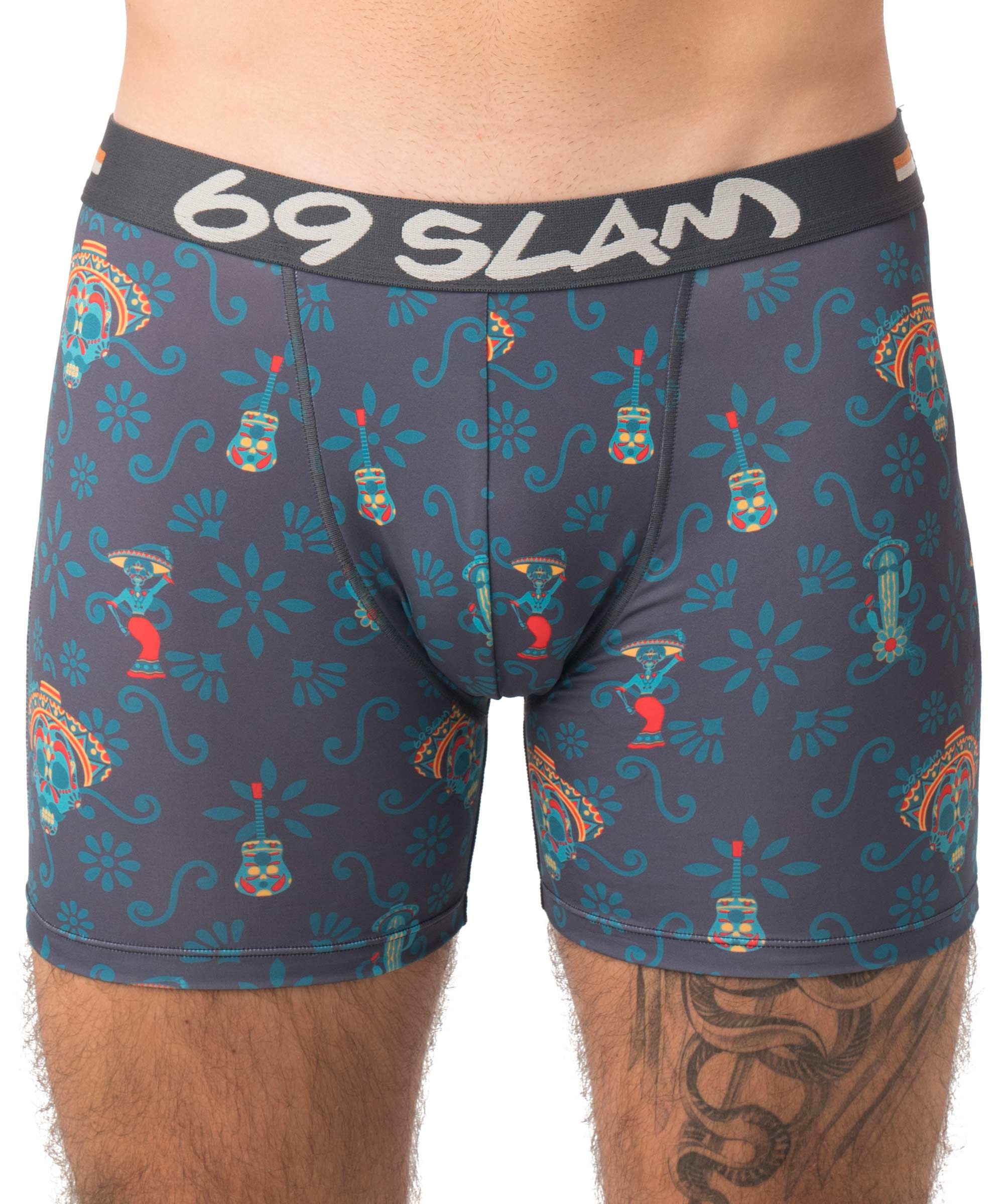 MEN DAY OF THE DEAD POLYESTER FITTED BOXER