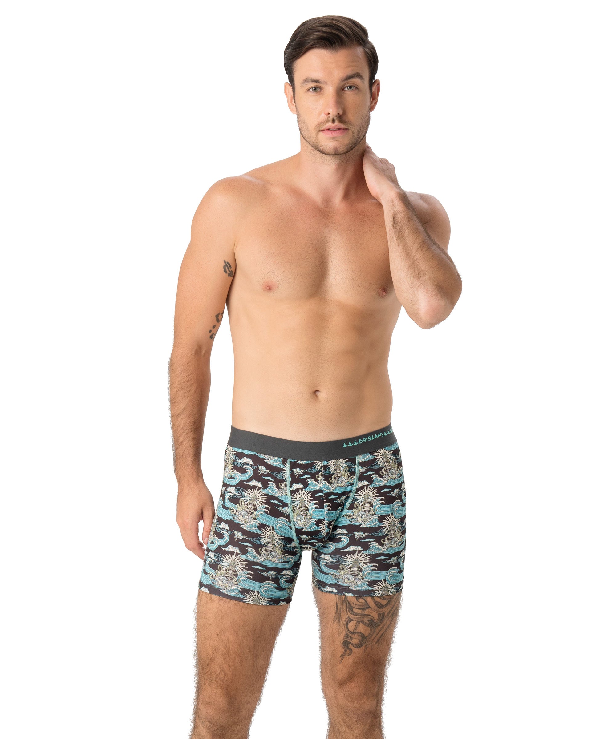 MEN KRAKEN POLYESTER FITTED BOXER