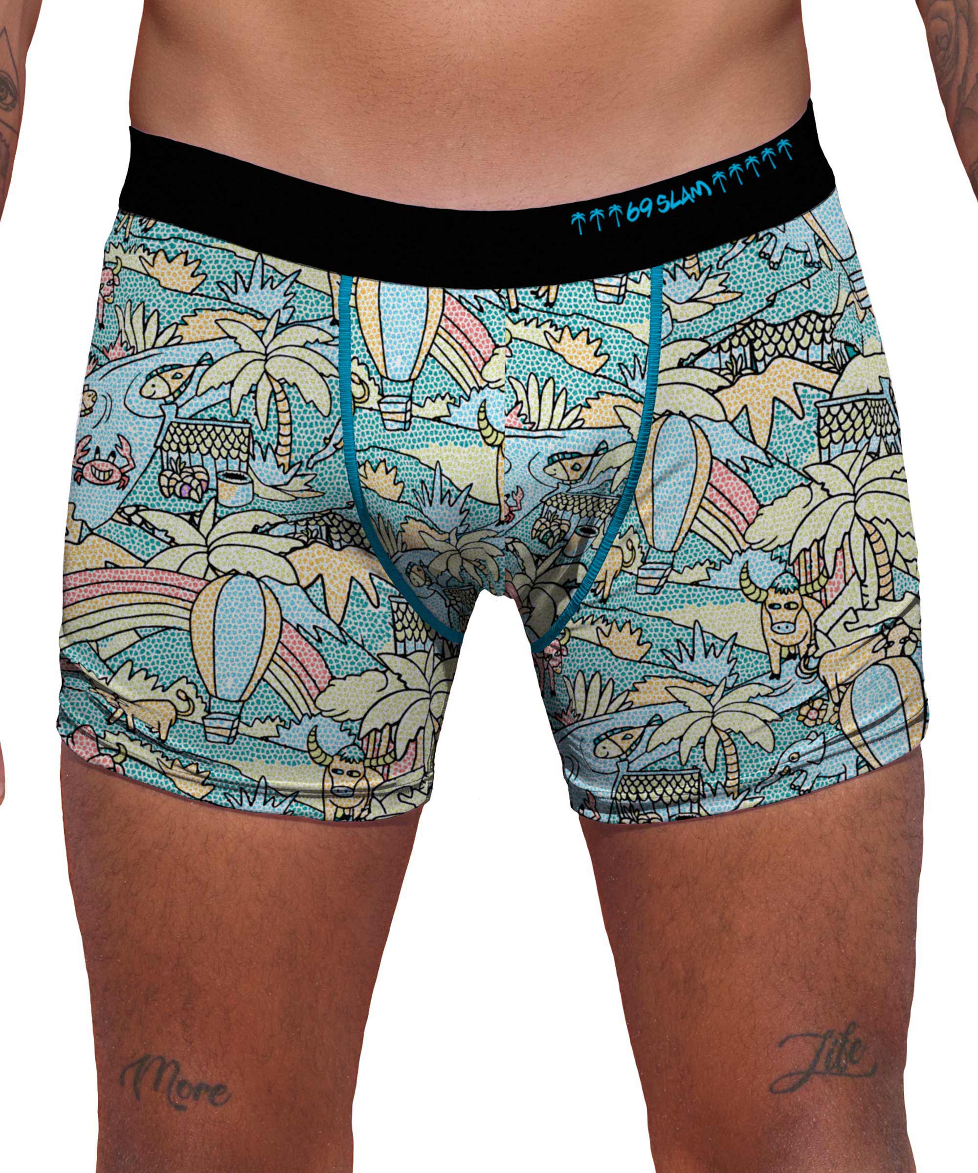 MEN MOZAIK FIELD POLYESTER FITTED BOXER