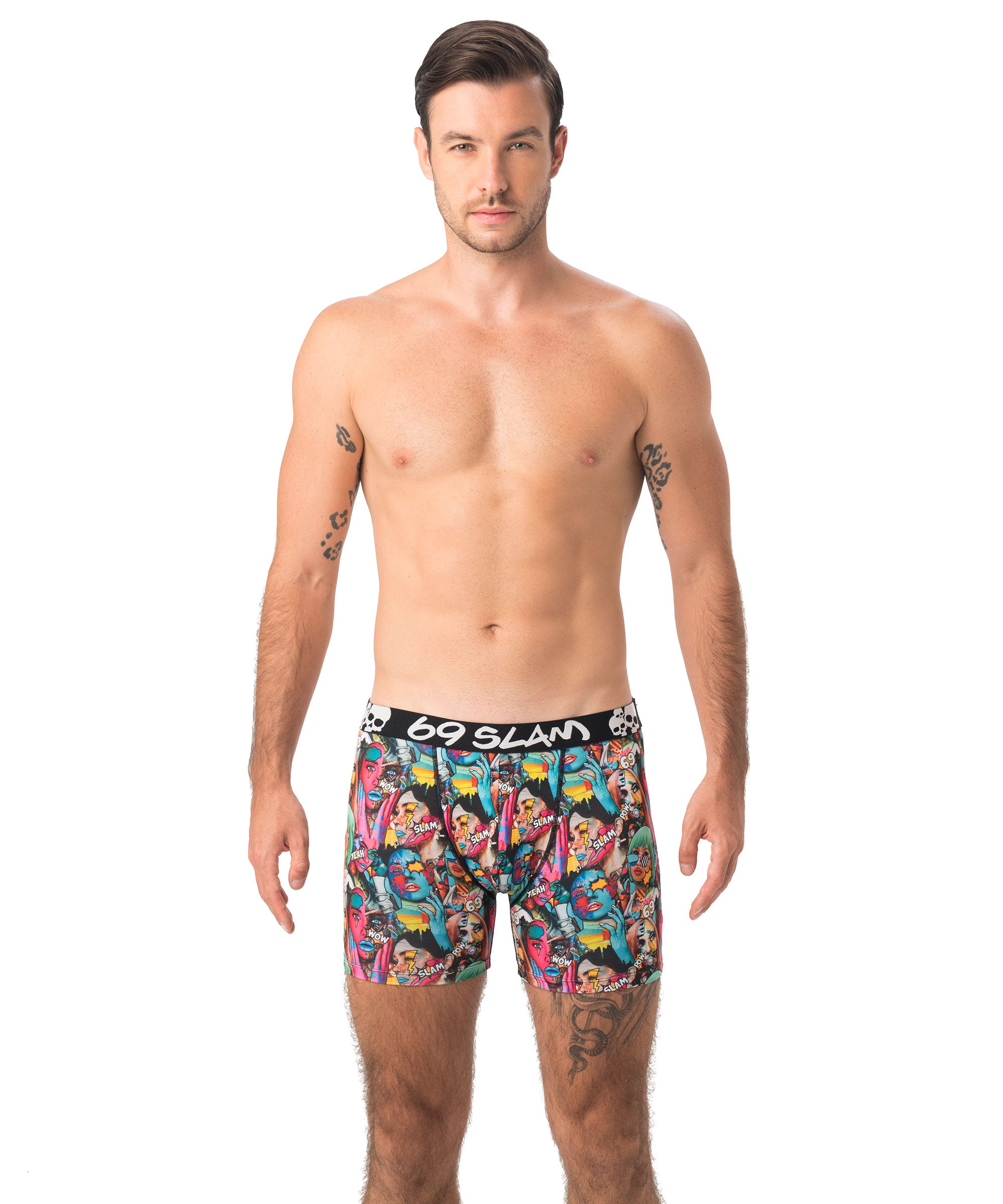 MEN POP ART POLYESTER FITTED BOXER