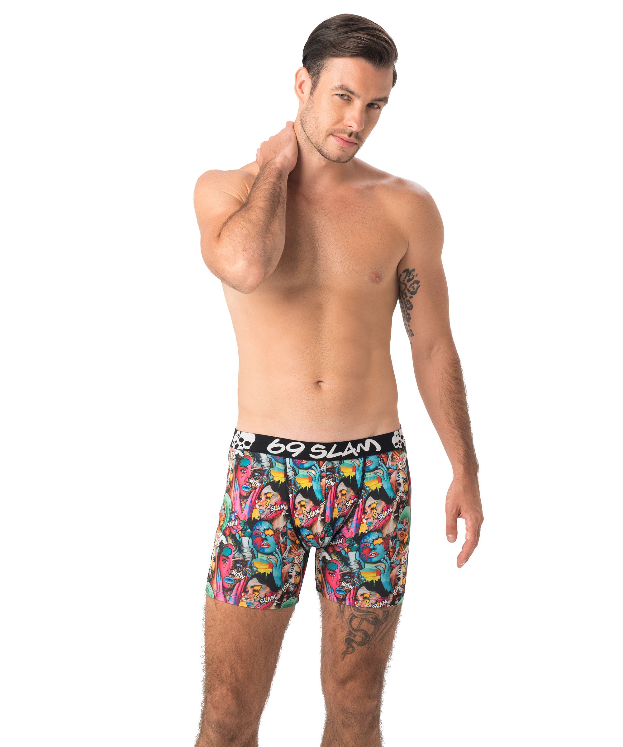 MEN POP ART POLYESTER FITTED BOXER