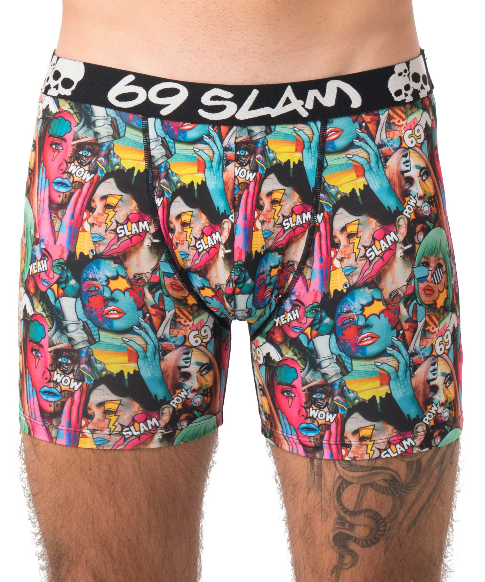 MEN POP ART POLYESTER FITTED BOXER