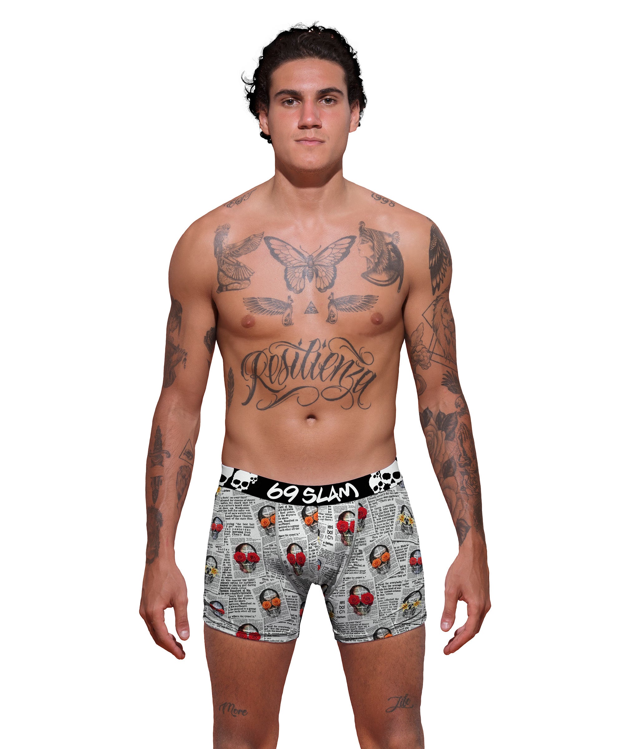MEN NEWSPAPER POLYESTER FITTED BOXER